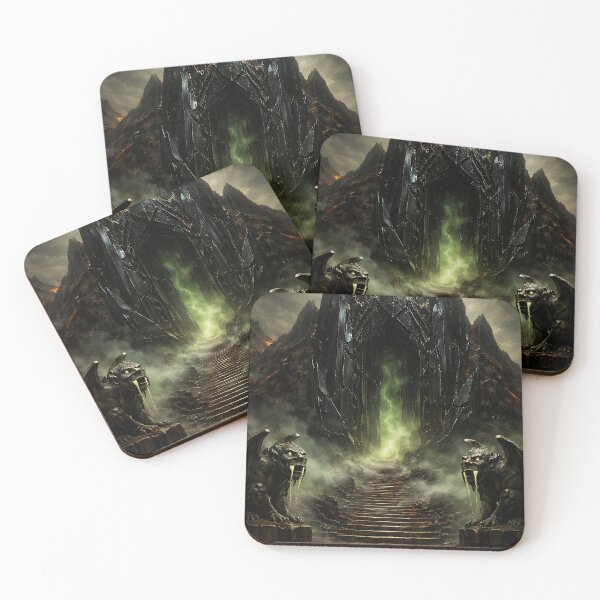 Item preview, Obsidian Citadel Gates - Dark Fantasy Eerie Landscape designed and sold by bapupa.