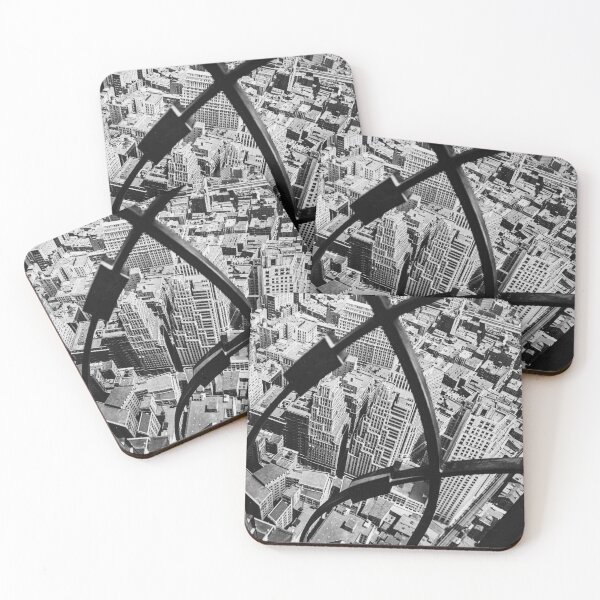 Item preview, City Arabesque – Berenice Abbott – Bird's-eye view of Manhattan from 60 Wall Tower – Vintage black and white photograph designed and sold by Artyfact1.
