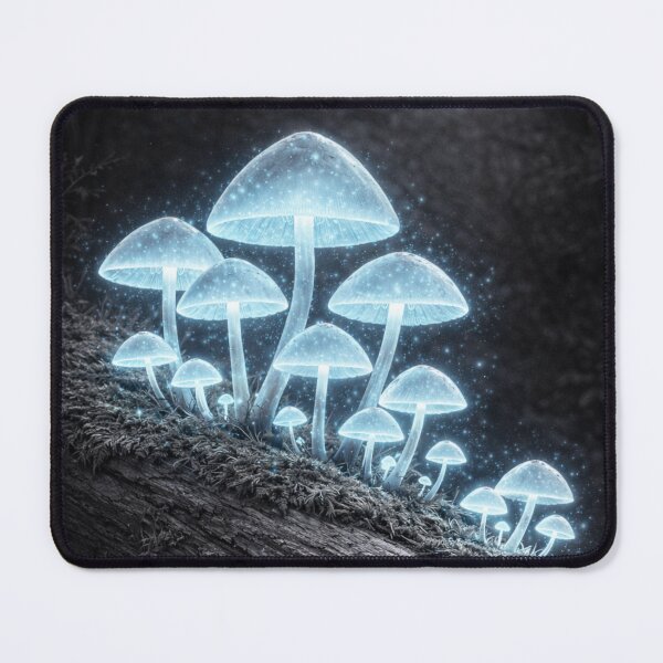 Item preview, Glowing Bioluminescent Mushrooms in Dark Forest designed and sold by Ykvaere.