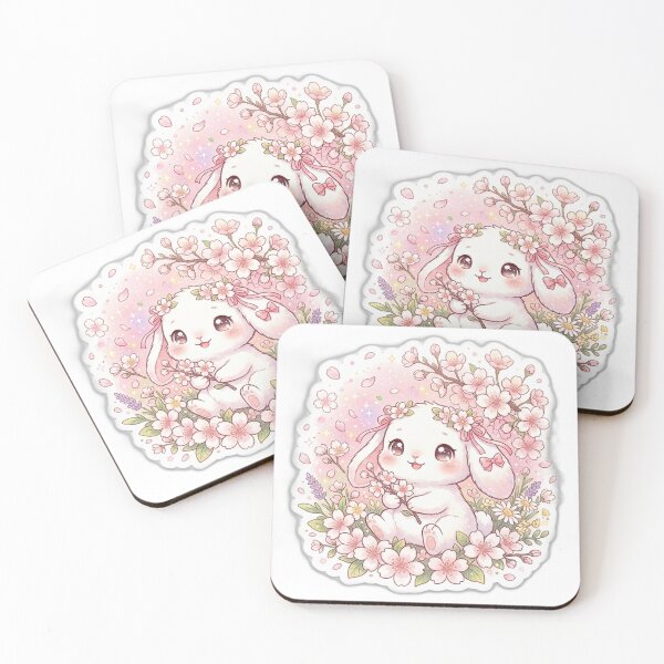 Item preview, Kawaii Bunny Spring - Cute Flower Sticker designed and sold by Glitchfab.