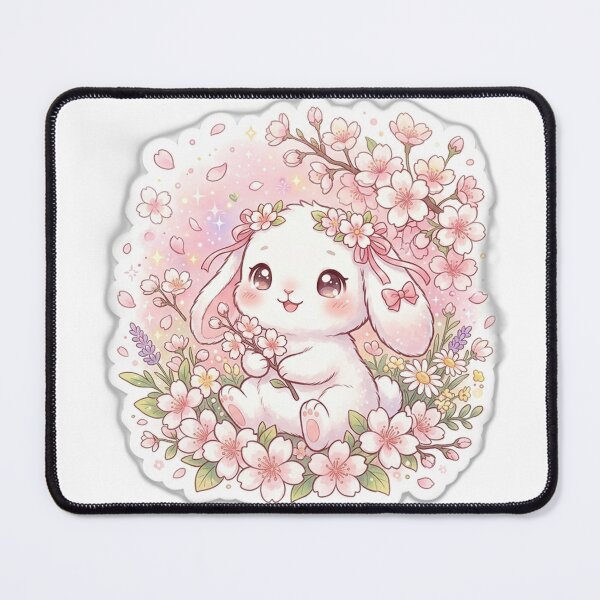 Item preview, Kawaii Bunny Spring - Cute Flower Sticker designed and sold by Glitchfab.