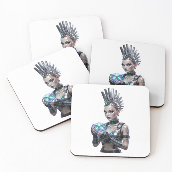 Item preview, A futuristic woman holding a glowing cube on transparent background designed and sold by Creative88Art.