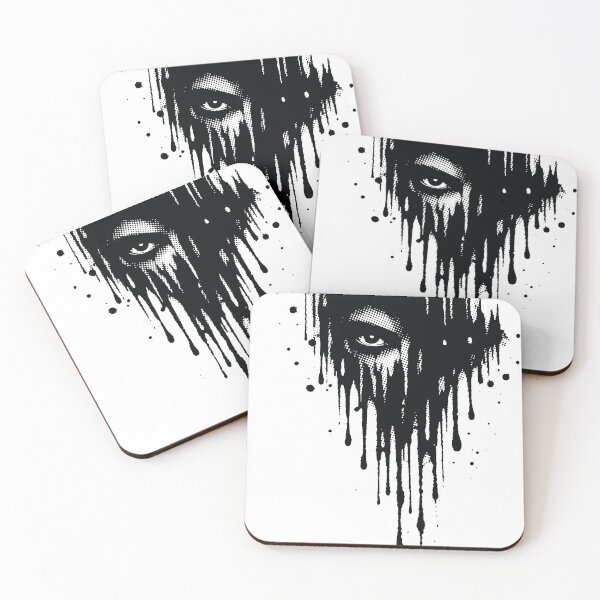 Item preview, A dramatic black-and-white abstract portrait featuring a single eye emerging from dripping ink and halftone texture. designed and sold by Dejbar.