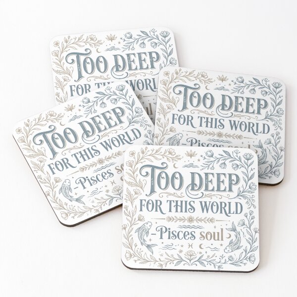 Item preview, Too Deep for This World Pisces Soul Vintage Typography T-Shirt Design designed and sold by urbinet.