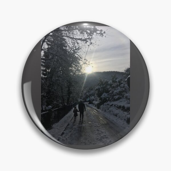 Item preview, Two Figures Walking Snowy Road Toward Winter Sunburst designed and sold by TheGildedGrove.