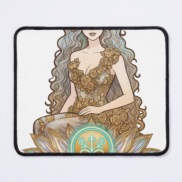 Item preview, A serene woman sitting on a lotus flower with a peaceful expression on transparent background designed and sold by Creative88Art.