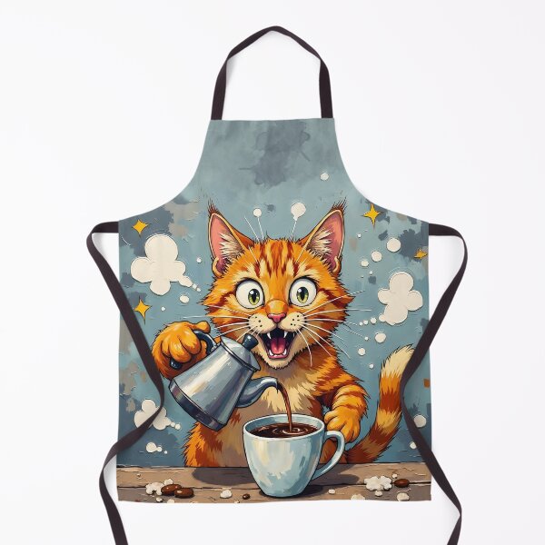 Item preview, Energetic Orange Cat Pouring Fresh Morning Coffee designed and sold by Found Dream.