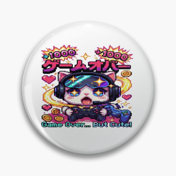 Item preview, Kawaii Pixel Gamer Cat T-Shirt – Retro Game Over But Cute Anime Design | Neon Gaming Aesthetic Tee designed and sold by Sushikidsntod.