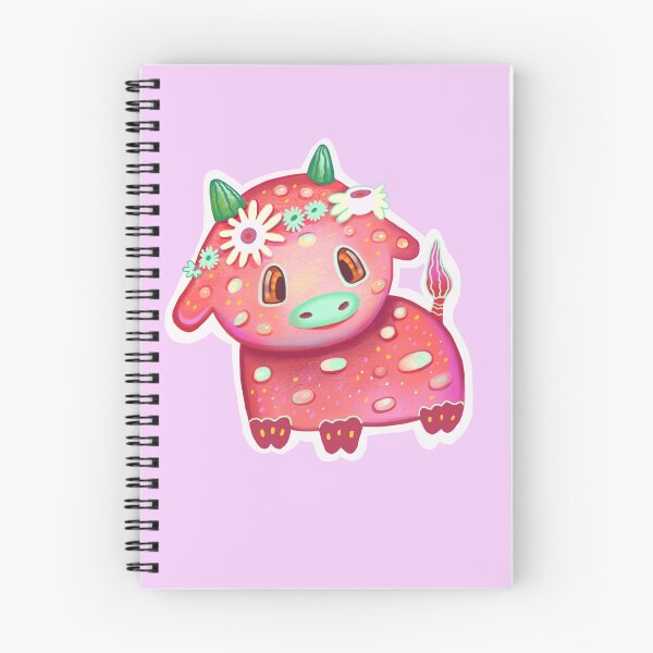 Item preview, Strawberry Cow with Daisy Crown - Whimsical Pink Floral Illustration designed and sold by FaliushART.