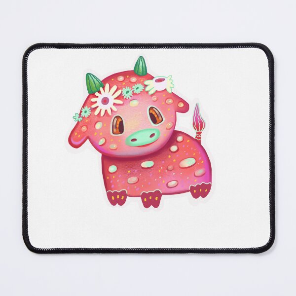 Item preview, Strawberry Cow with Daisy Crown - Whimsical Pink Floral Illustration designed and sold by FaliushART.