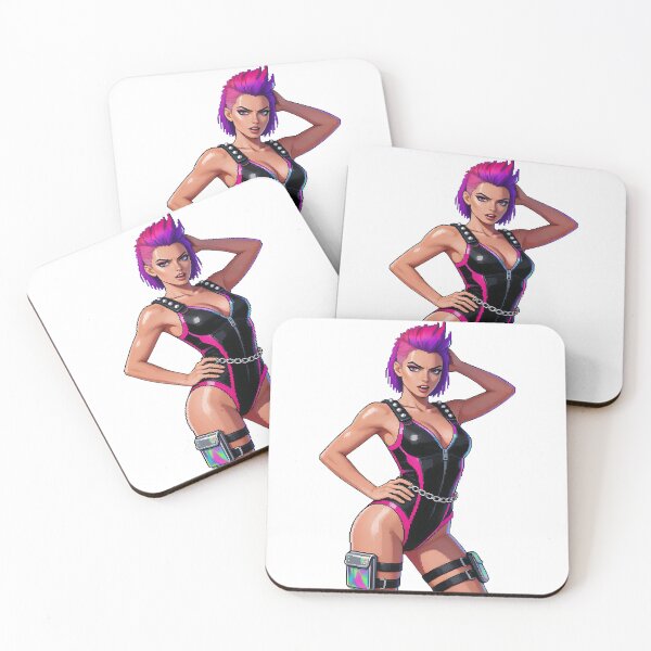 Item preview, A cartoon woman with pink hair wearing a black and pink bodysuit on transparent background designed and sold by Creative88Art.