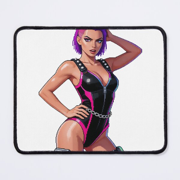 Item preview, A cartoon woman with pink hair wearing a black and pink bodysuit on transparent background designed and sold by Creative88Art.