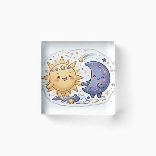Aperçu de l'œuvre Cute Kawaii Kawaii Sun Moon Celestial - Pastel Art Sticker créée et vendue par Glitchfab.