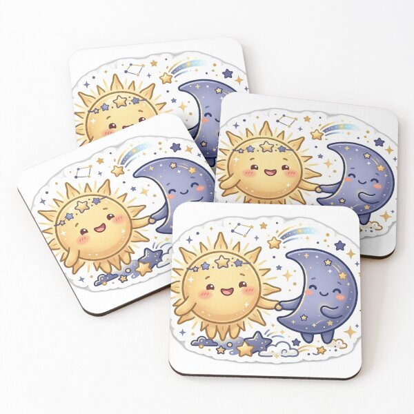 Aperçu de l'œuvre Cute Kawaii Kawaii Sun Moon Celestial - Pastel Art Sticker créée et vendue par Glitchfab.
