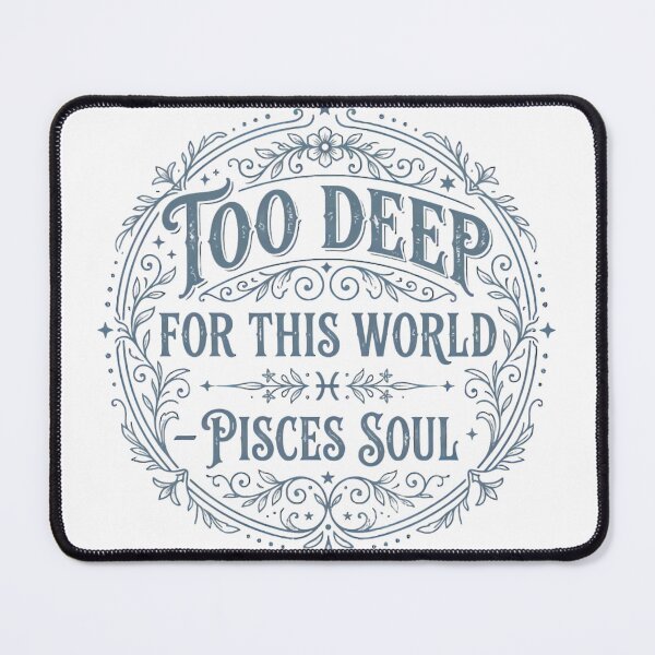 Item preview, Too Deep for This World Pisces Soul Vintage Zodiac Typography Design designed and sold by urbinet.
