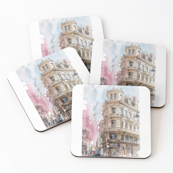 Item preview, Historic Street Corner Antwerp Watercolor Cityscape designed and sold by caracatita75.