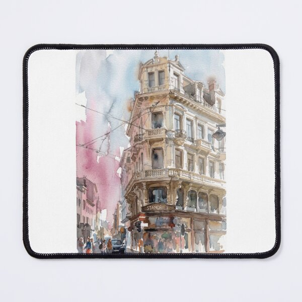 Item preview, Historic Street Corner Antwerp Watercolor Cityscape designed and sold by caracatita75.
