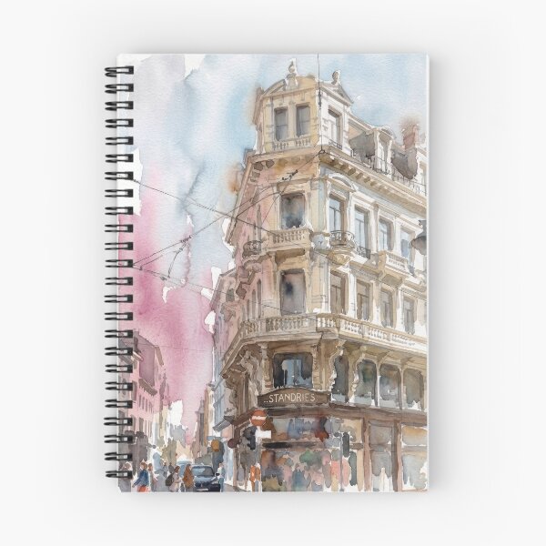 Item preview, Historic Street Corner Antwerp Watercolor Cityscape designed and sold by caracatita75.