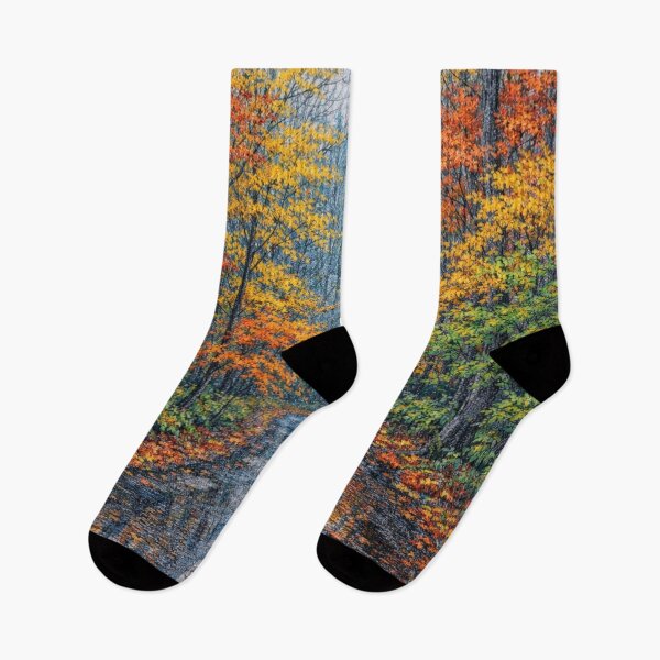 Item preview, Rainy Autumn Forest Road with Colorful Leaves designed and sold by Ykvaere.