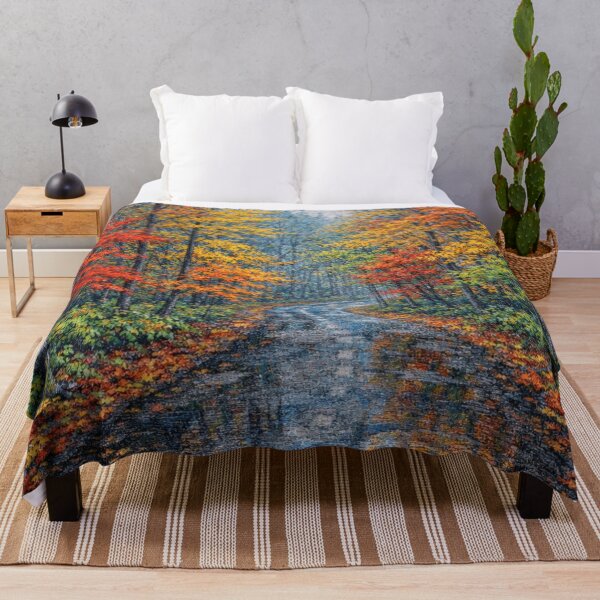 Item preview, Rainy Autumn Forest Road with Colorful Leaves designed and sold by Ykvaere.