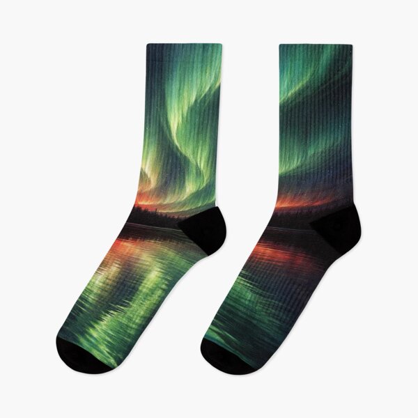 Item preview, Northern Lights Reflection on Lake at Night designed and sold by Ykvaere.