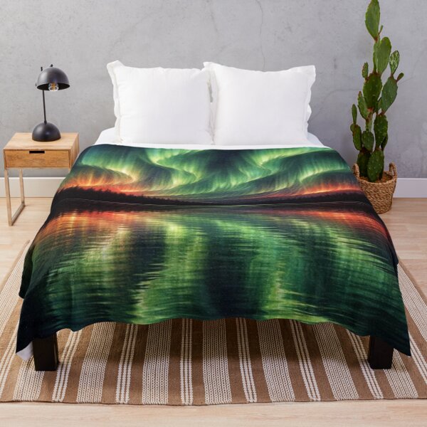Item preview, Northern Lights Reflection on Lake at Night designed and sold by Ykvaere.