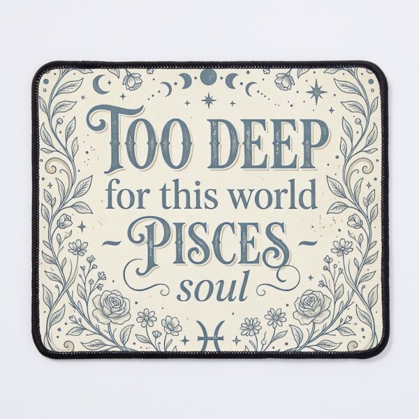 Item preview, Too Deep for This World Pisces Soul Vintage Celestial Typography Design designed and sold by urbinet.