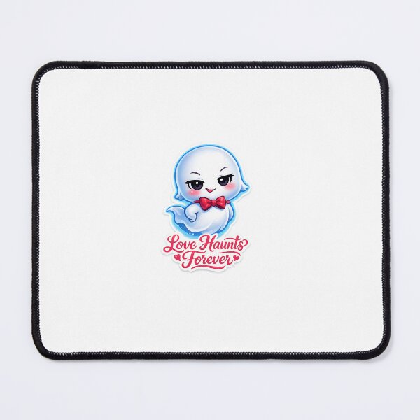 Item preview, Kawaii Chibi Ghost Sticker – Cute Sassy Spirit with Bowtie | “Love Haunts Forever” Aesthetic Sticker designed and sold by SparkVault.