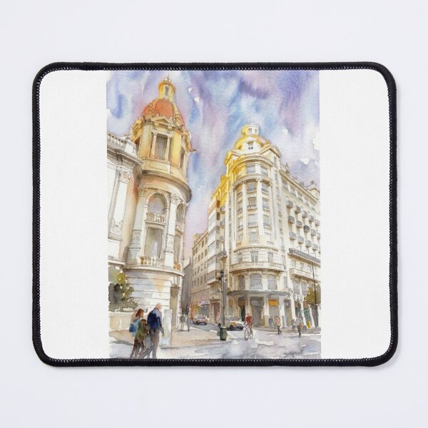Item preview, Edificio Barrachina Valencia Watercolor Cityscape designed and sold by caracatita75.