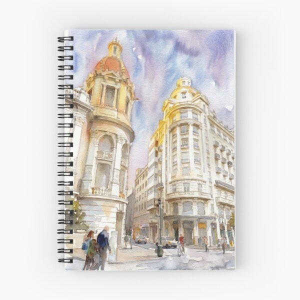 Item preview, Edificio Barrachina Valencia Watercolor Cityscape designed and sold by caracatita75.