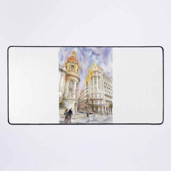 Item preview, Edificio Barrachina Valencia Watercolor Cityscape designed and sold by caracatita75.
