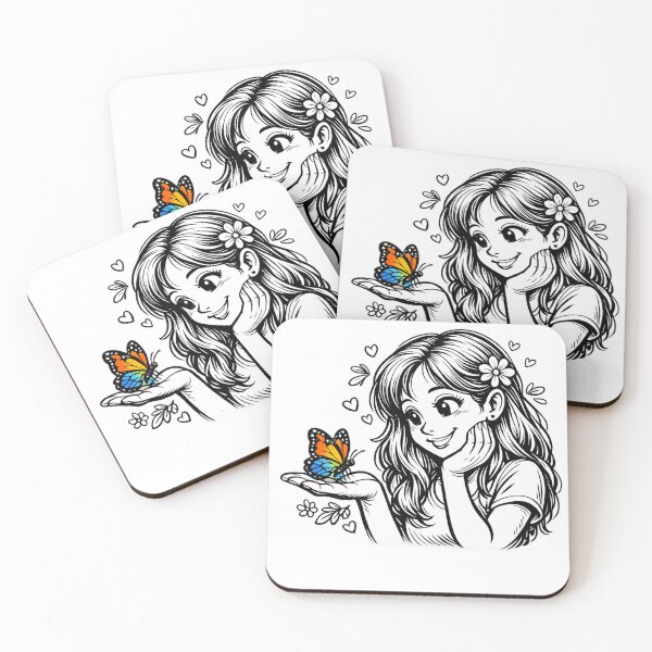 Item preview, Color Meets Calm — Rainbow Butterfly & Girl Art designed and sold by thesmilngnature.