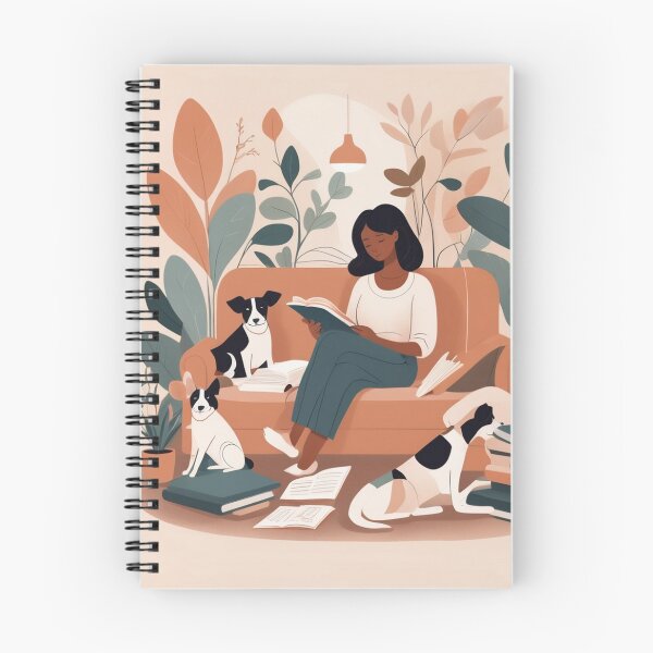 Item preview, Cozy Book Woman girl Mom Dog Aesthetic Relaxing Lifestyle Design Books plants selfcare  triptic designed and sold by VISO-art.