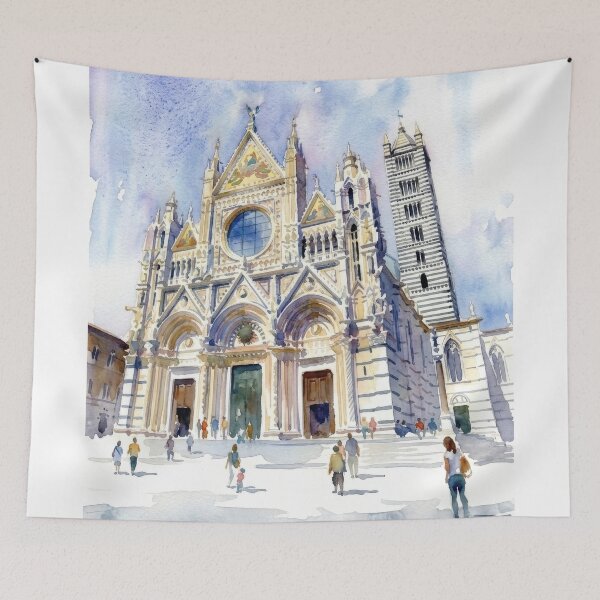 Item preview, Siena Cathedral Toscana Watercolor Cityscape designed and sold by caracatita75.