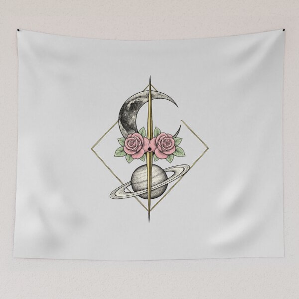 Item preview, Crescent Moon Saturn Roses Celestial designed and sold by VibeMax.