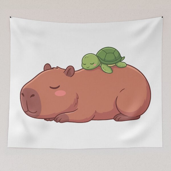 Item preview, Ultimate Lazy Duo Sleeping Capybara And Turtle designed and sold by Petzzz.