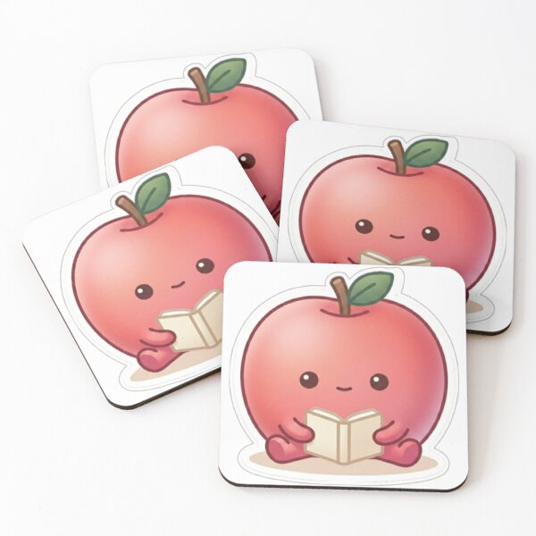 Item preview, Reading Apple Kawaii Sticker – Cute Study Minimal Aesthetic designed and sold by Dakochaaan.