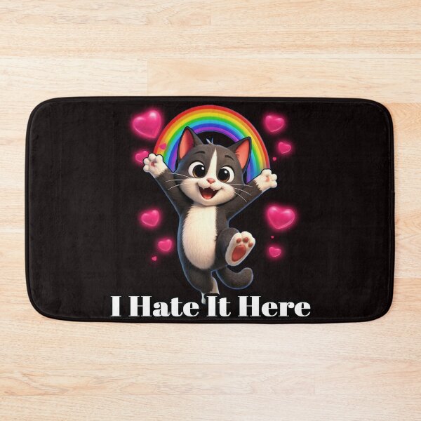 Item preview, I Hate It Here - Sarcastic Cute Cat & Rainbow Meme designed and sold by A-T-H.
