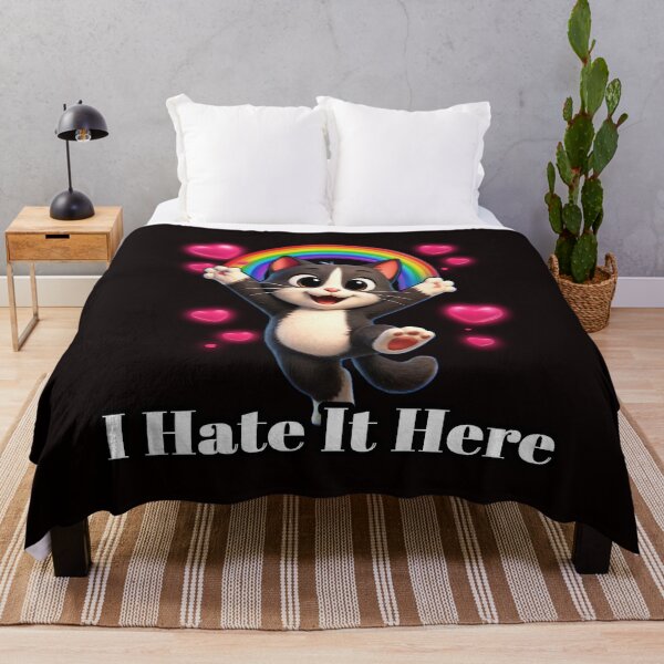 Item preview, I Hate It Here - Sarcastic Cute Cat & Rainbow Meme designed and sold by A-T-H.