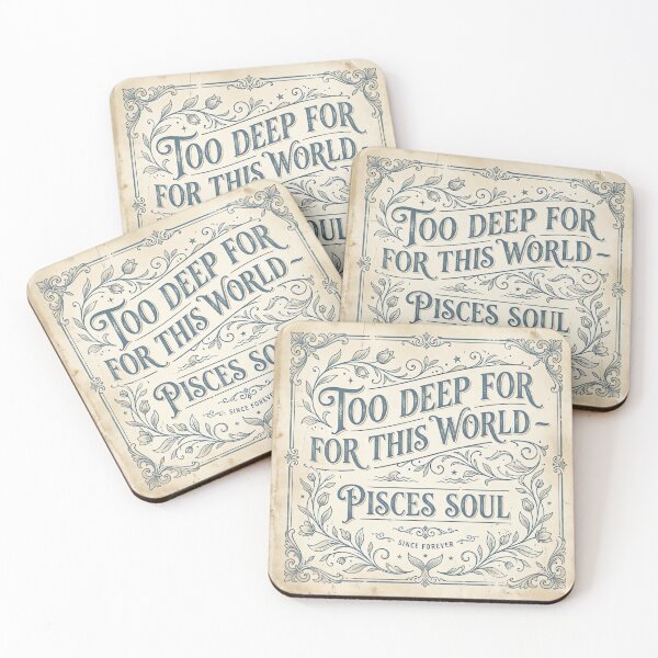 Item preview, Too Deep for This World Pisces Soul Vintage Floral Typography Design designed and sold by urbinet.