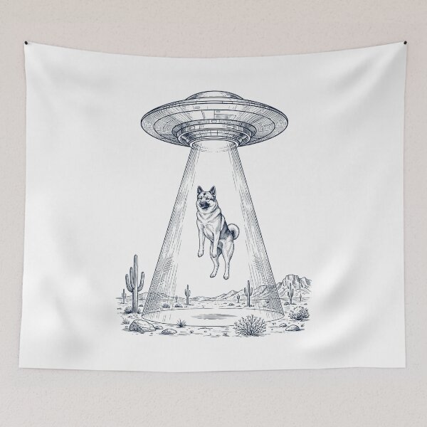 Item preview, Vintage Norwegian Elkhound UFO Alien Western Dog Mom Dad Lover designed and sold by TerryConnells.