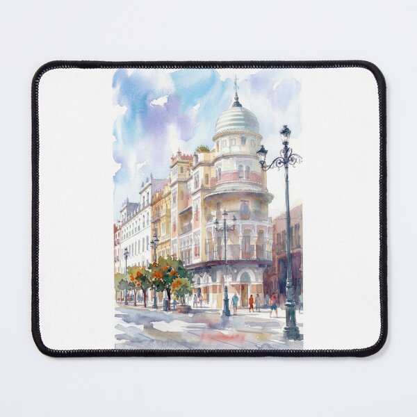 Item preview, Watercolor Painting of Edificio La Adriatica in Seville designed and sold by caracatita75.