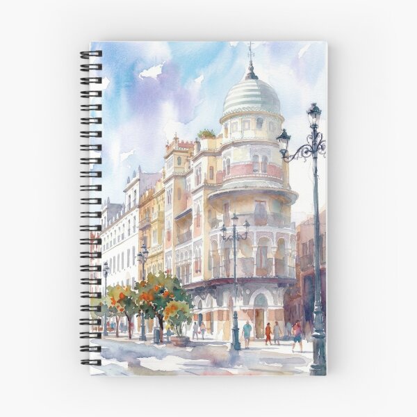 Item preview, Watercolor Painting of Edificio La Adriatica in Seville designed and sold by caracatita75.