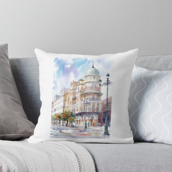 Item preview, Watercolor Painting of Edificio La Adriatica in Seville designed and sold by caracatita75.