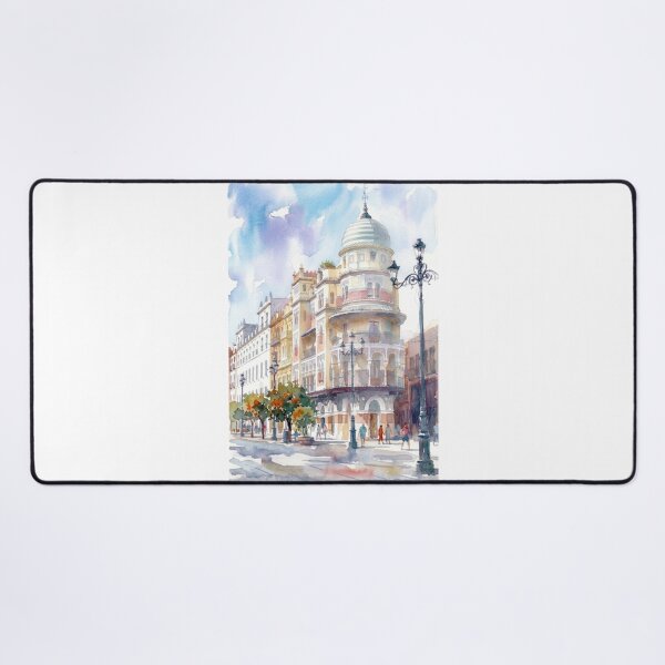 Item preview, Watercolor Painting of Edificio La Adriatica in Seville designed and sold by caracatita75.