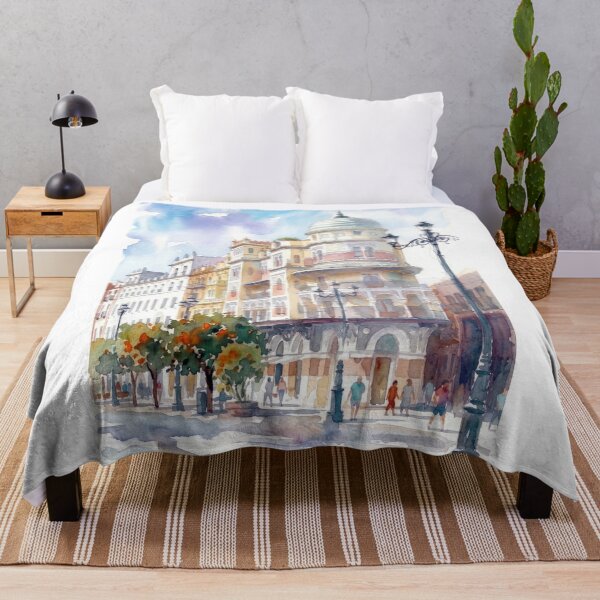 Item preview, Watercolor Painting of Edificio La Adriatica in Seville designed and sold by caracatita75.
