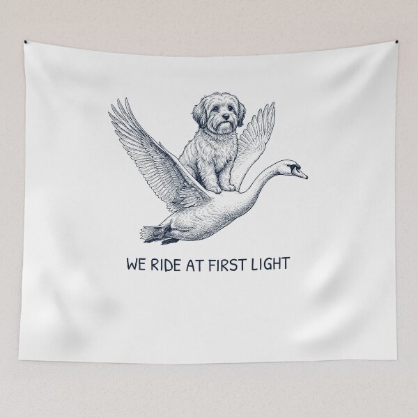 Item preview, We Ride at First Light Funny Havanese Mute Swan Dog Lover designed and sold by DoodleTortle.