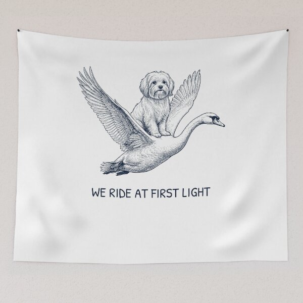 Item preview, We Ride at First Light Funny Maltese Mute Swan Dog Lover designed and sold by DoodleTortle.