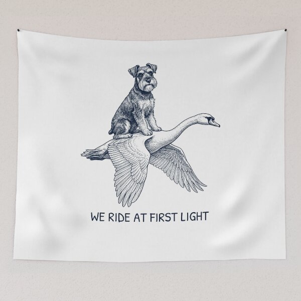 Item preview, We Ride at First Light Funny Miniature Schnauzer Mute Swan Dog Lover designed and sold by DoodleTortle.