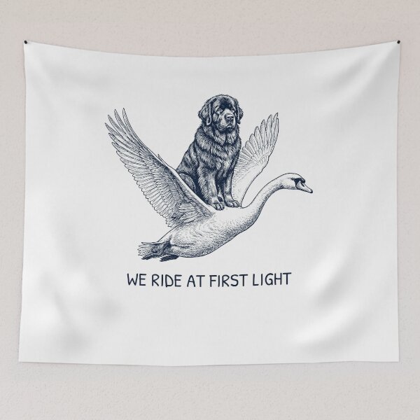 Item preview, We Ride at First Light Funny Newfoundland Mute Swan Dog Lover designed and sold by DoodleTortle.